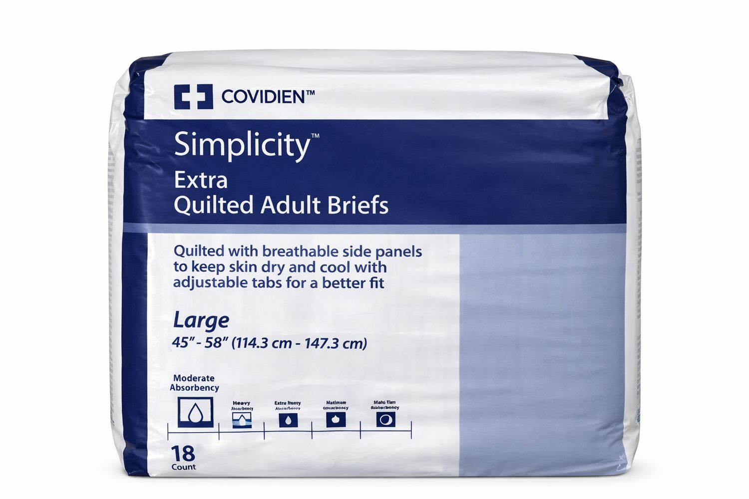 COVIDIEN SIMPLICITY EXTRA QUILTED ADULT BRIIEFS