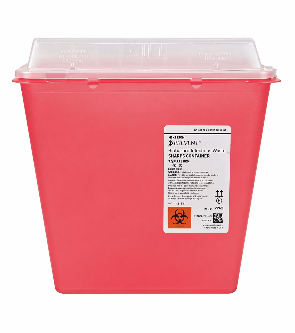 MCKESSON BIOHAZARD INFECTIOUS WASTE SHARPS  CONTAINER