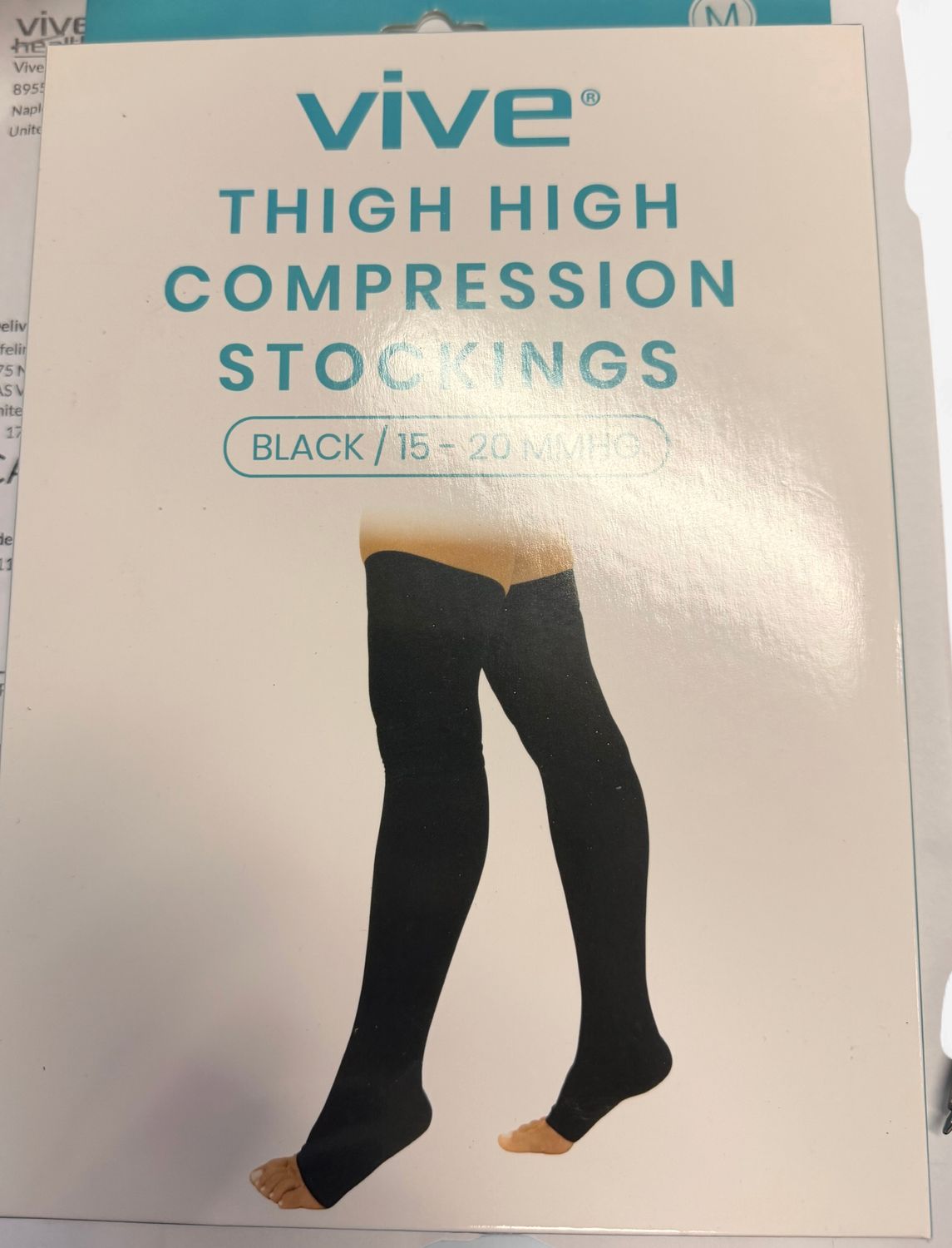 VIVE Thigh High Compression Stockings, COLOR: medium Black