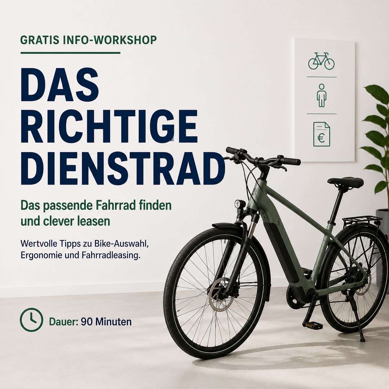 Dienstag, 27. Oktober 2026 / 18:05 - 19:30 Uhr -DAS RICHTIGE DIENSTRAD - Das passende Fahrrad finden und clever leasen - Kostenloser Workshop zu Bike-Auswahl, Ergonomie & Fahrradleasing Dienstag, 27. Oktober 2026 / 18:05 - 19:30 Uhr -DAS RICHTIGE DIENSTRAD - Das passende Fahrrad finden und clever leasen - Kostenloser Workshop zu Bike-Auswahl, Ergonomie & Fahrradleasing