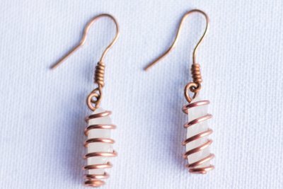 Clear Quartz Copper Earrings