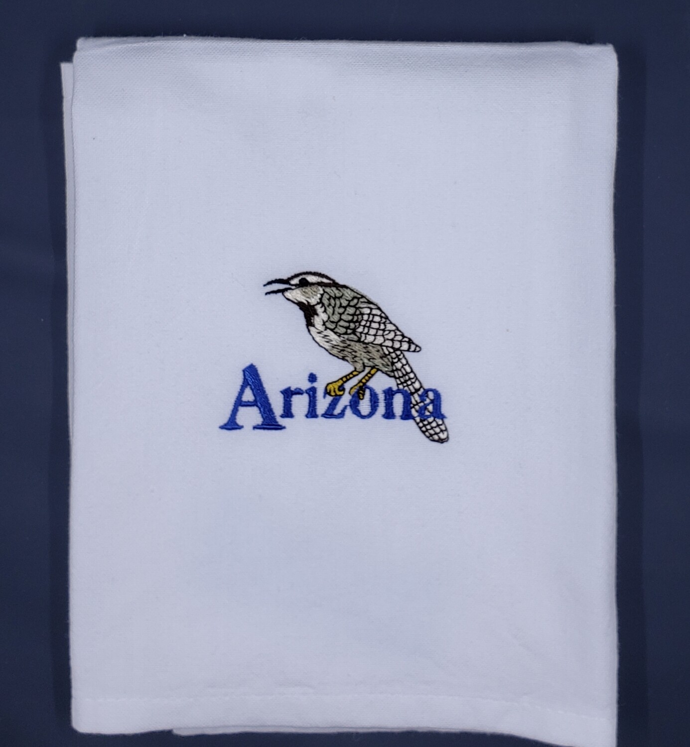 Cactus Wren White Plain Weave Towel