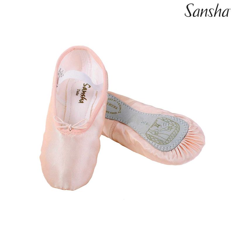 Kinder Ballettschläppchen Satin hellrosa breit