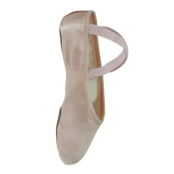 Ballettschläppchen Satin mit Stretcheinsatz blassrosa