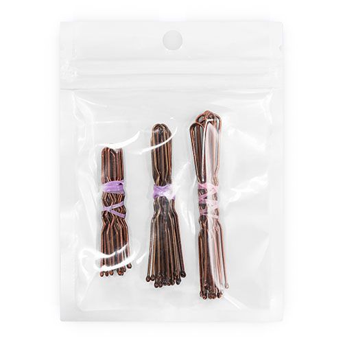 30 Haarnadel-Set mit verschiedenen Längen braun