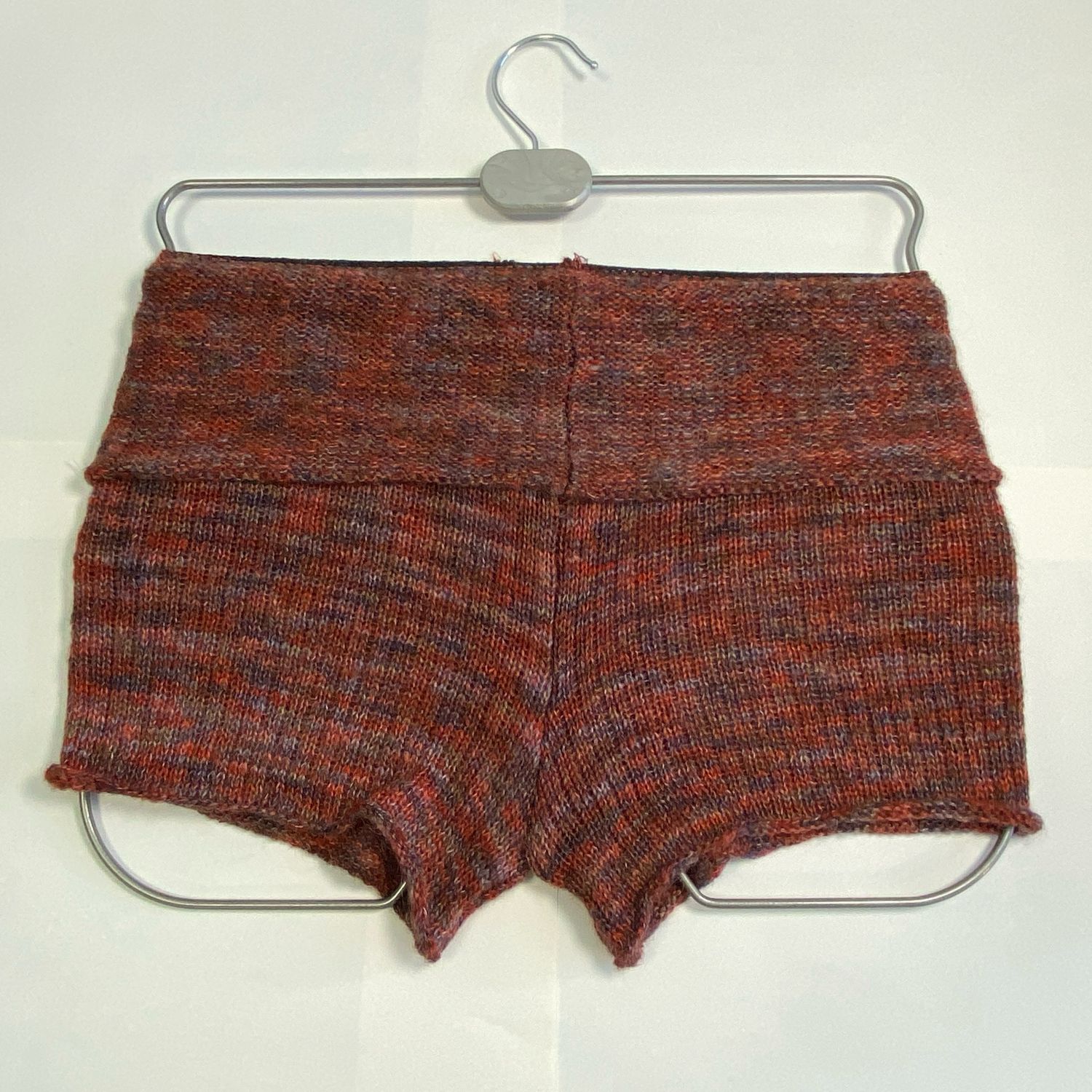 gestrickte Wärmeshorts mit Wolle weinrot meliert