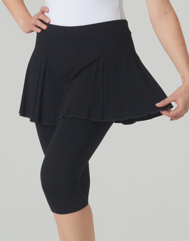 praktische Capri-Leggings mit angenähtem Rock schwarz