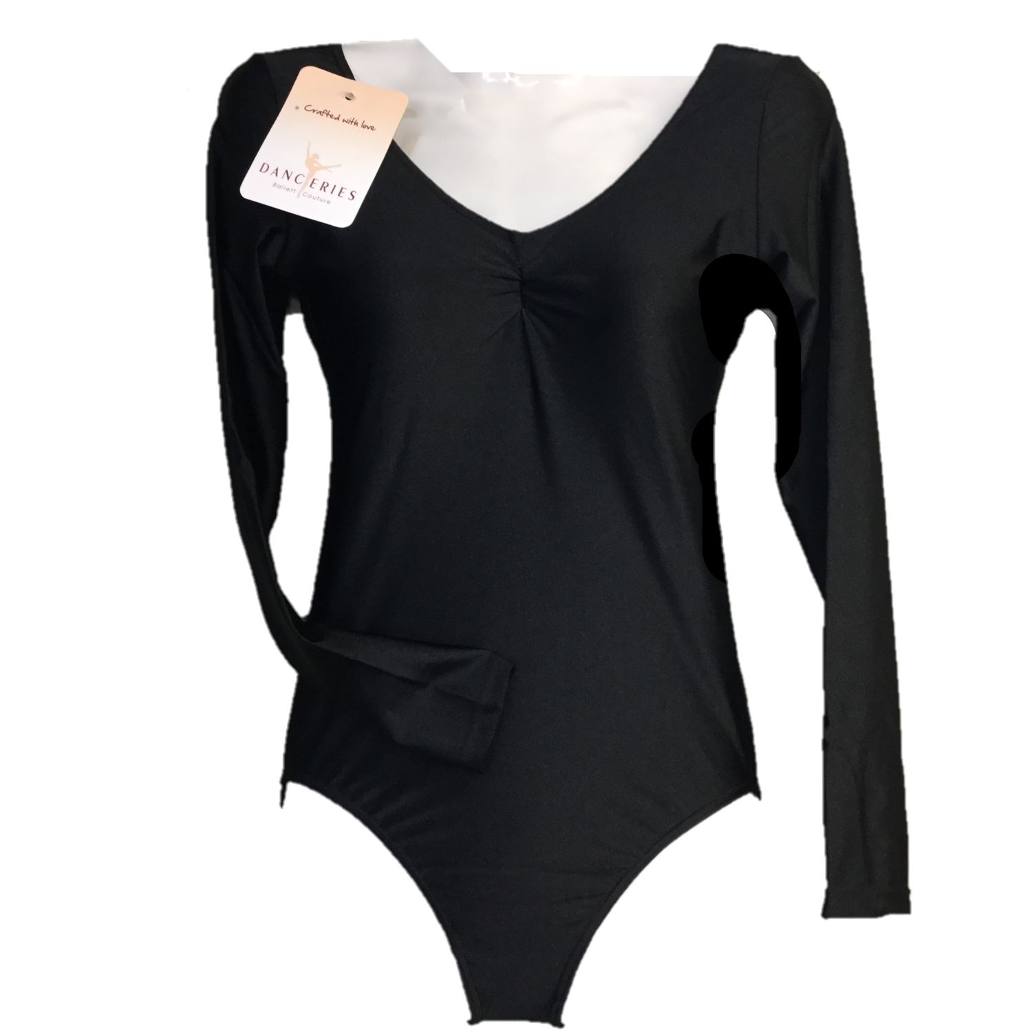 klassisches Glanz-Trikot mit Raffung schwarz