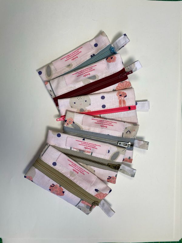 Täschchen mit Reißverschluss &amp; Balletthäschen-Motiv 6 x 13 cm