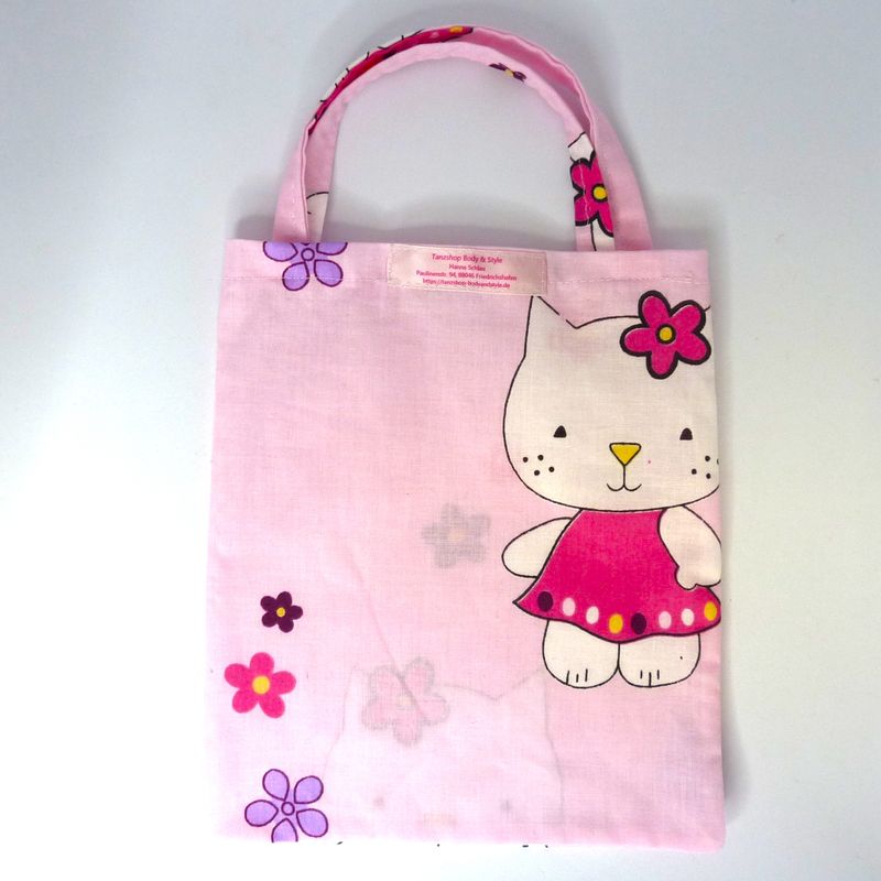 Süße Kinder-Tragetasche – Katze &amp; Blümchen