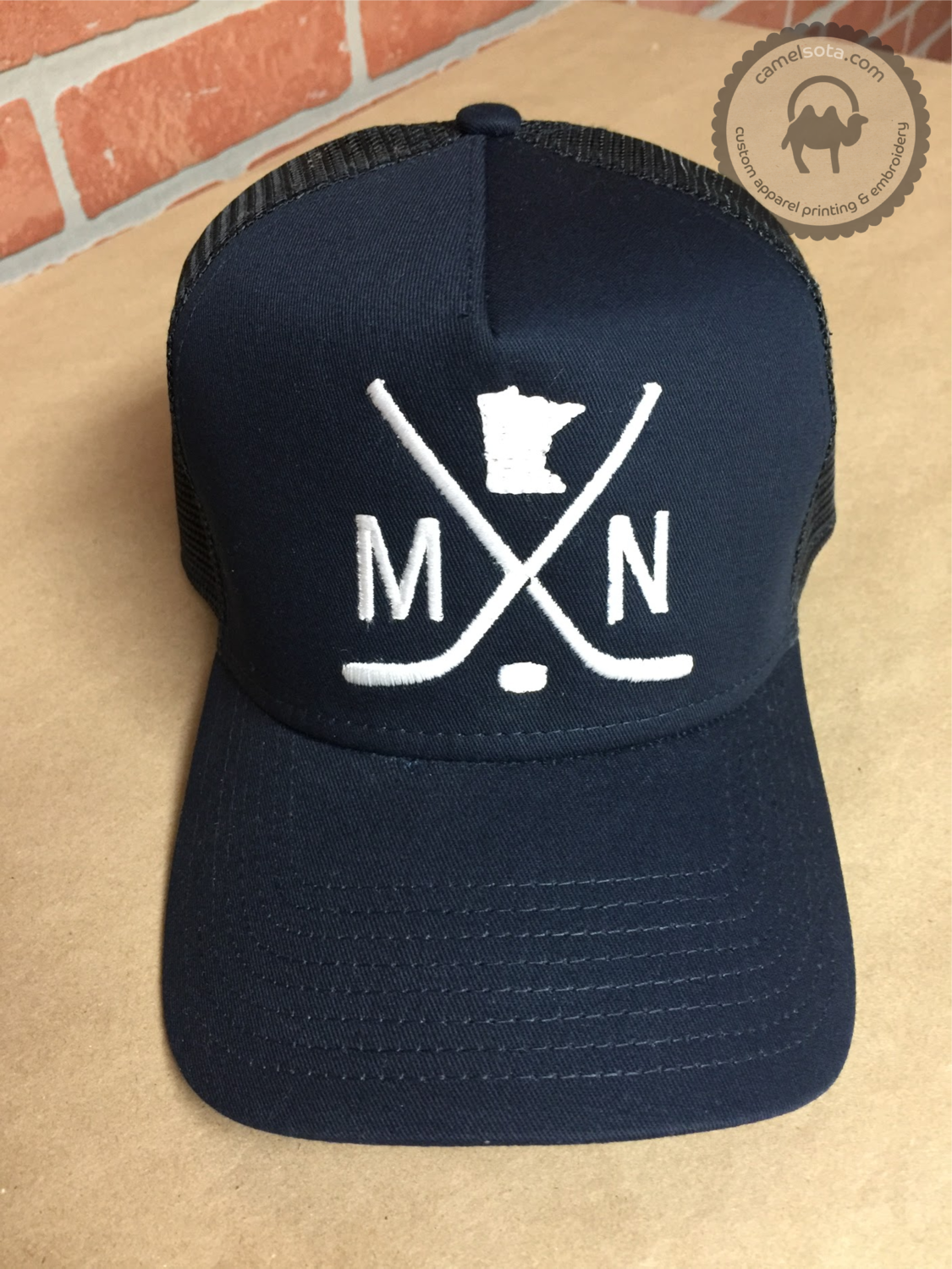 Embroidered MN Hockey Hat - New Era Snapback Trucker Hat
