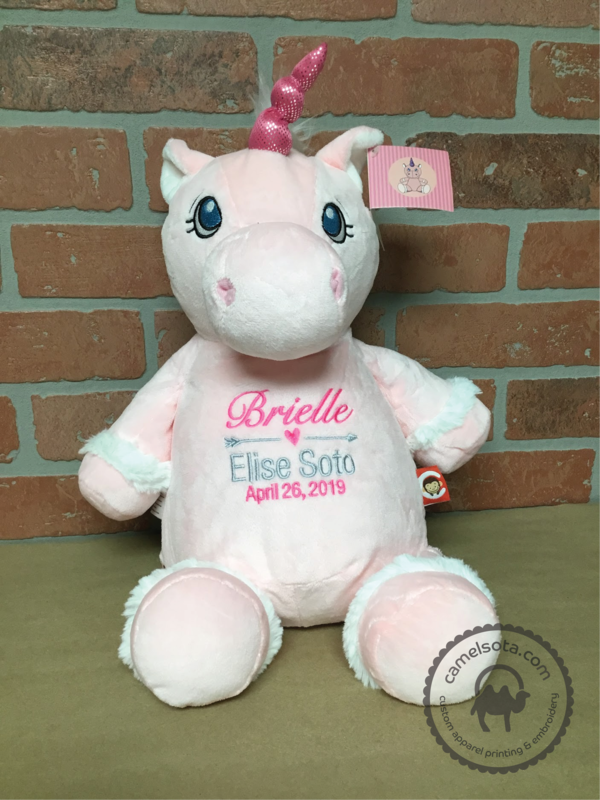 Custom Embroidered Pink Unicorn Cubbie