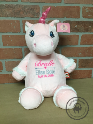 Custom Embroidered Pink Unicorn Cubbie