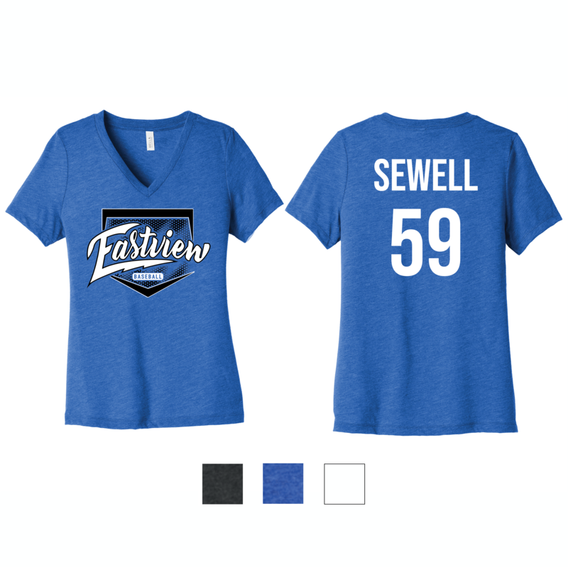 Eastview Baseball Bella+Canvas Women’s Relaxed Short Sleeve V-Neck Tee