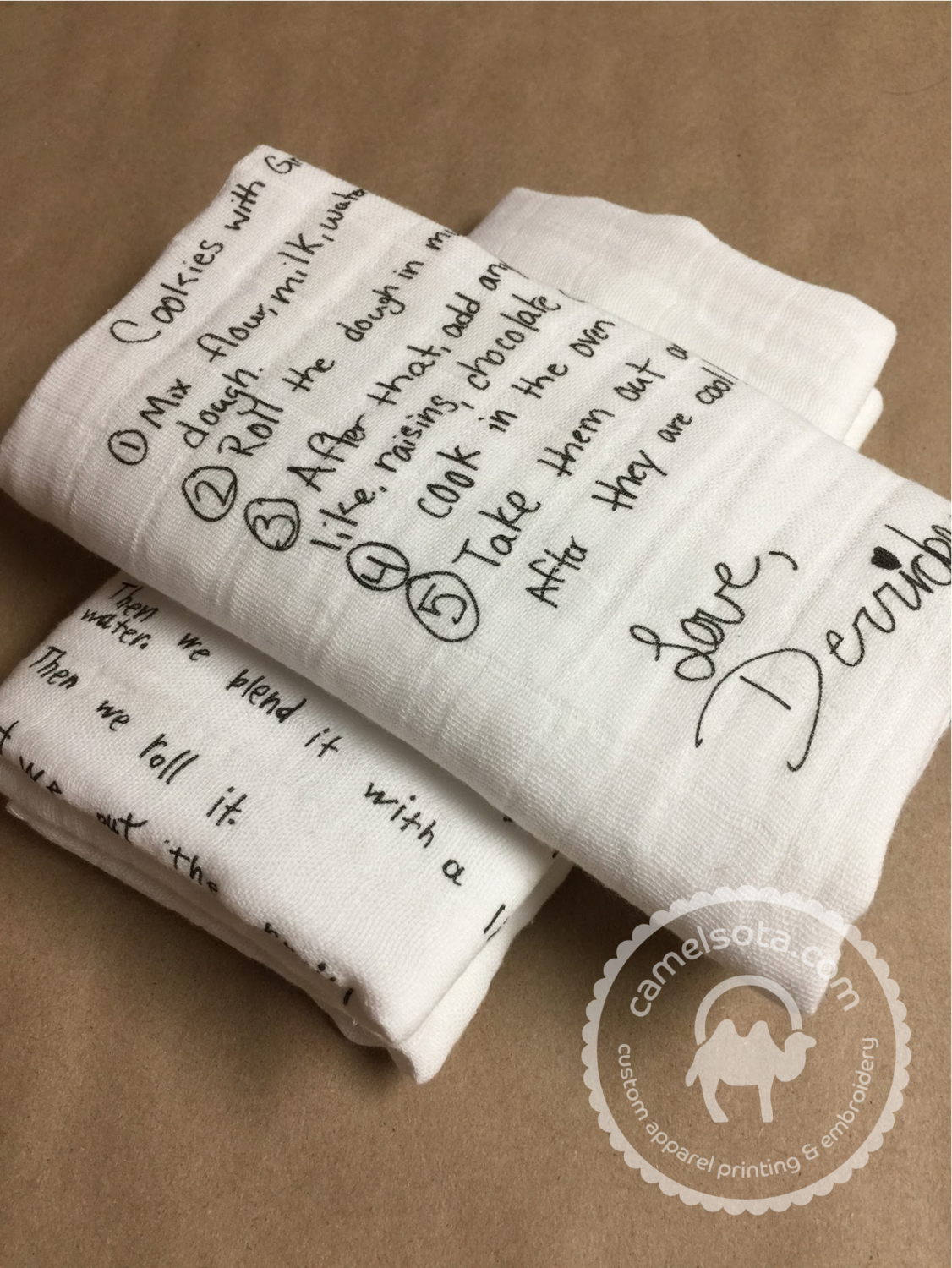 Custom Designs Printed on Double Gauze Muslin Towel 34"x18" with Max Print size 16"x14"