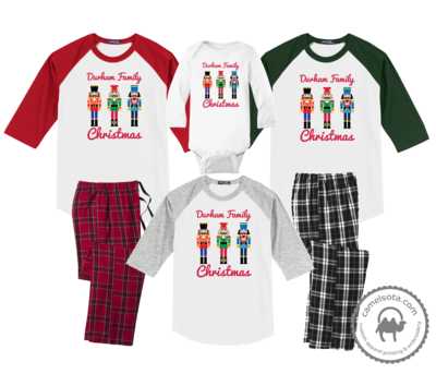 Family Coordinating Christmas Shirts and Pajama Pants - Nutcrackers