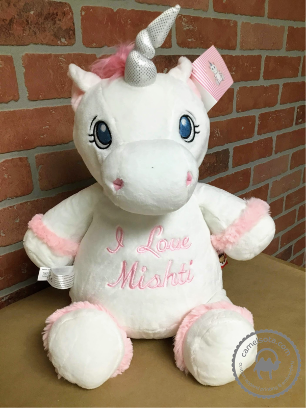 Custom Embroidered White Unicorn Cubbie