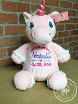Custom Embroidered Pink Unicorn Cubbie