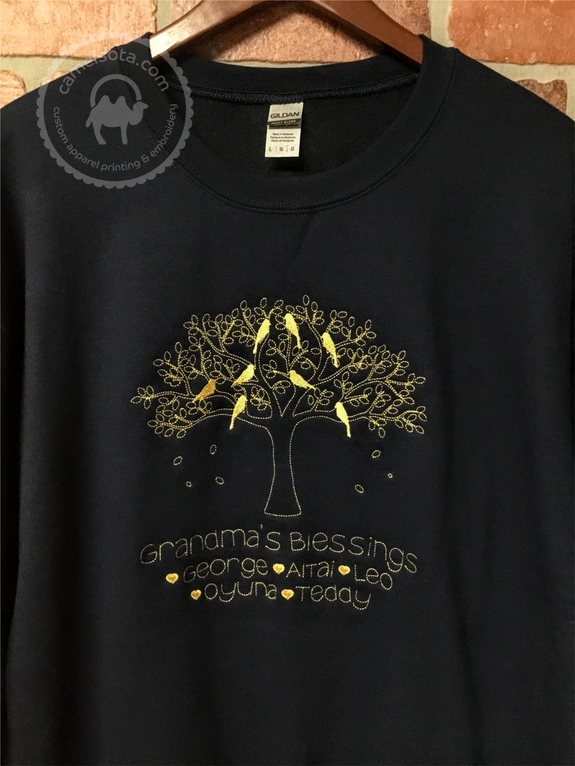Embroidered Grandma Tree Sweatshirt with Grandkids Names