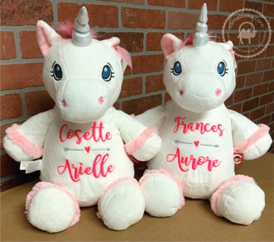 Custom Embroidered White Unicorn Cubbie