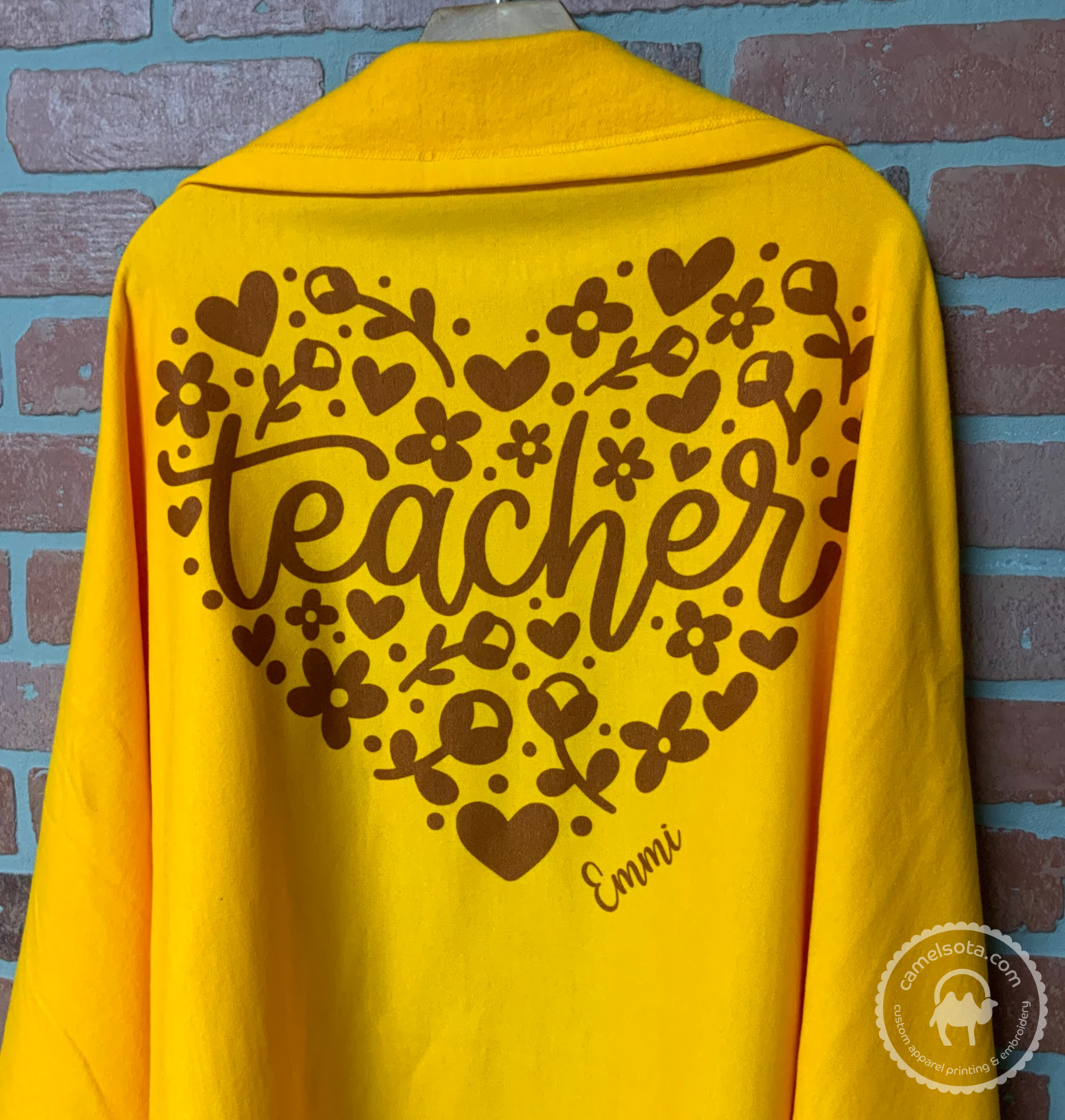 Teacher Heart Sweatshirt Blanket - Customizable with Name