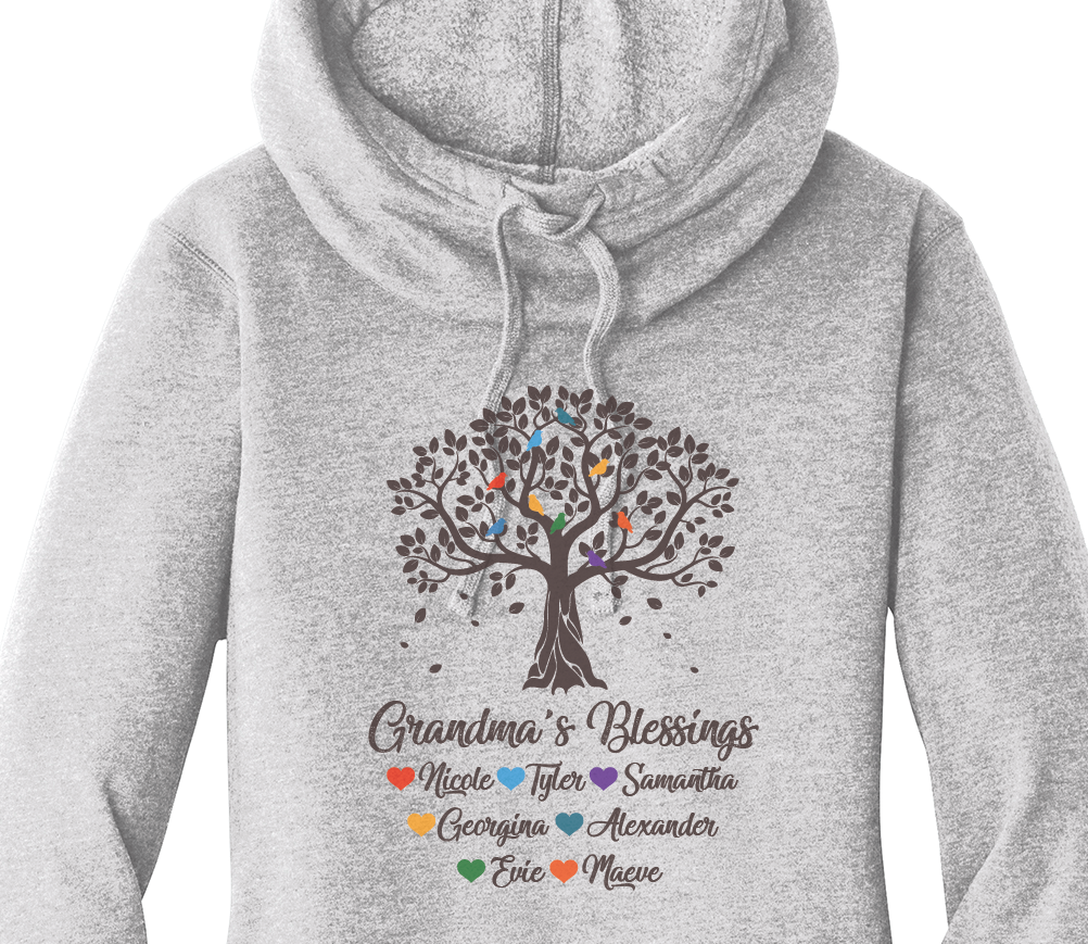 Grandma Tree Blessings Lightweight Hoodie with Grandkids Names
