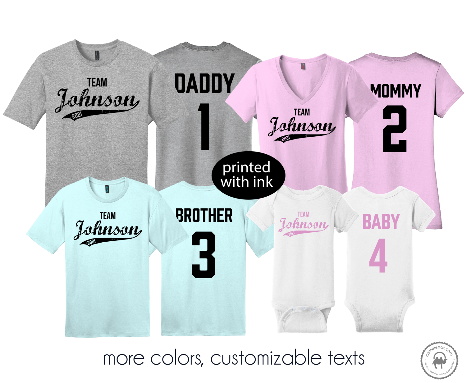 Custom Family Jersey Style Shirts - Black Ink