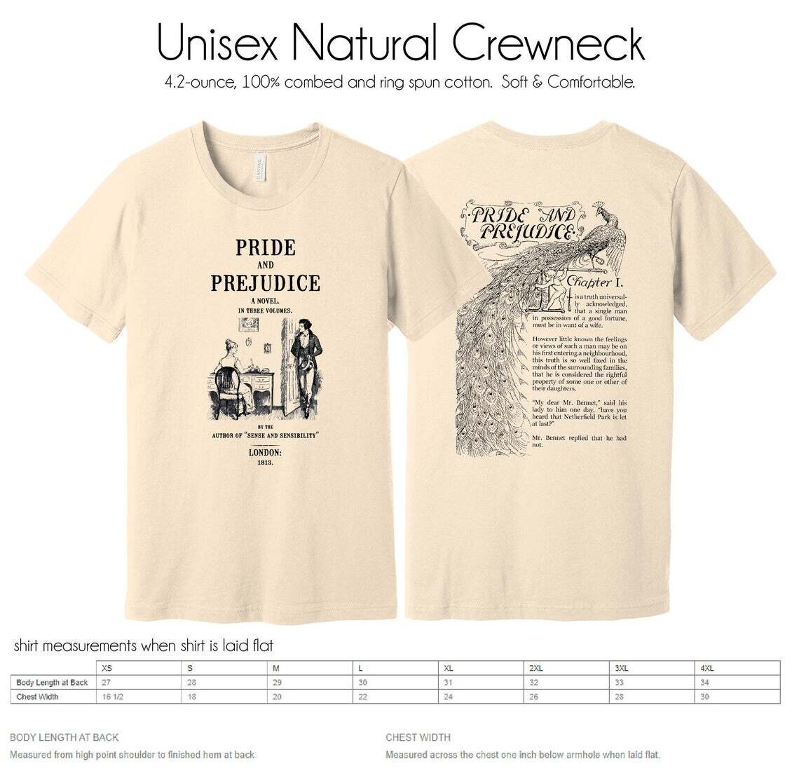 Pride and Prejudice by Jane Austen Shirt, SHIRT STYLE \ COLOR: Crewneck / Natural