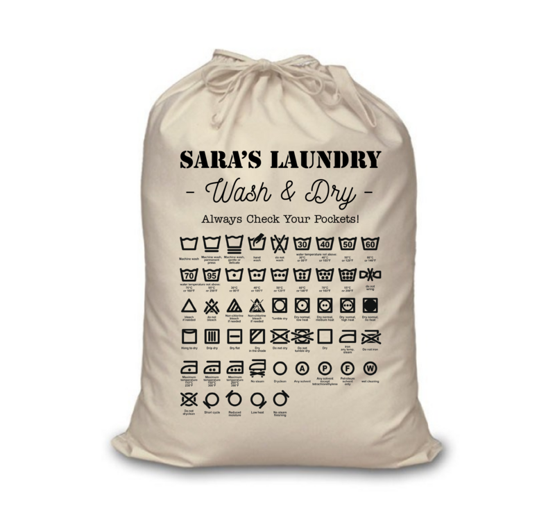 Customizable Laundry Bag with Laundry Symbols
