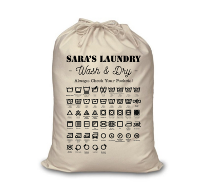 Customizable Laundry Bag with Laundry Symbols