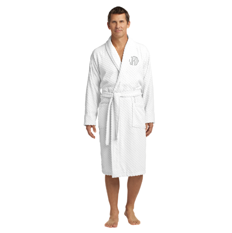 Port Authority Checkered Terry Shawl Collar Robe