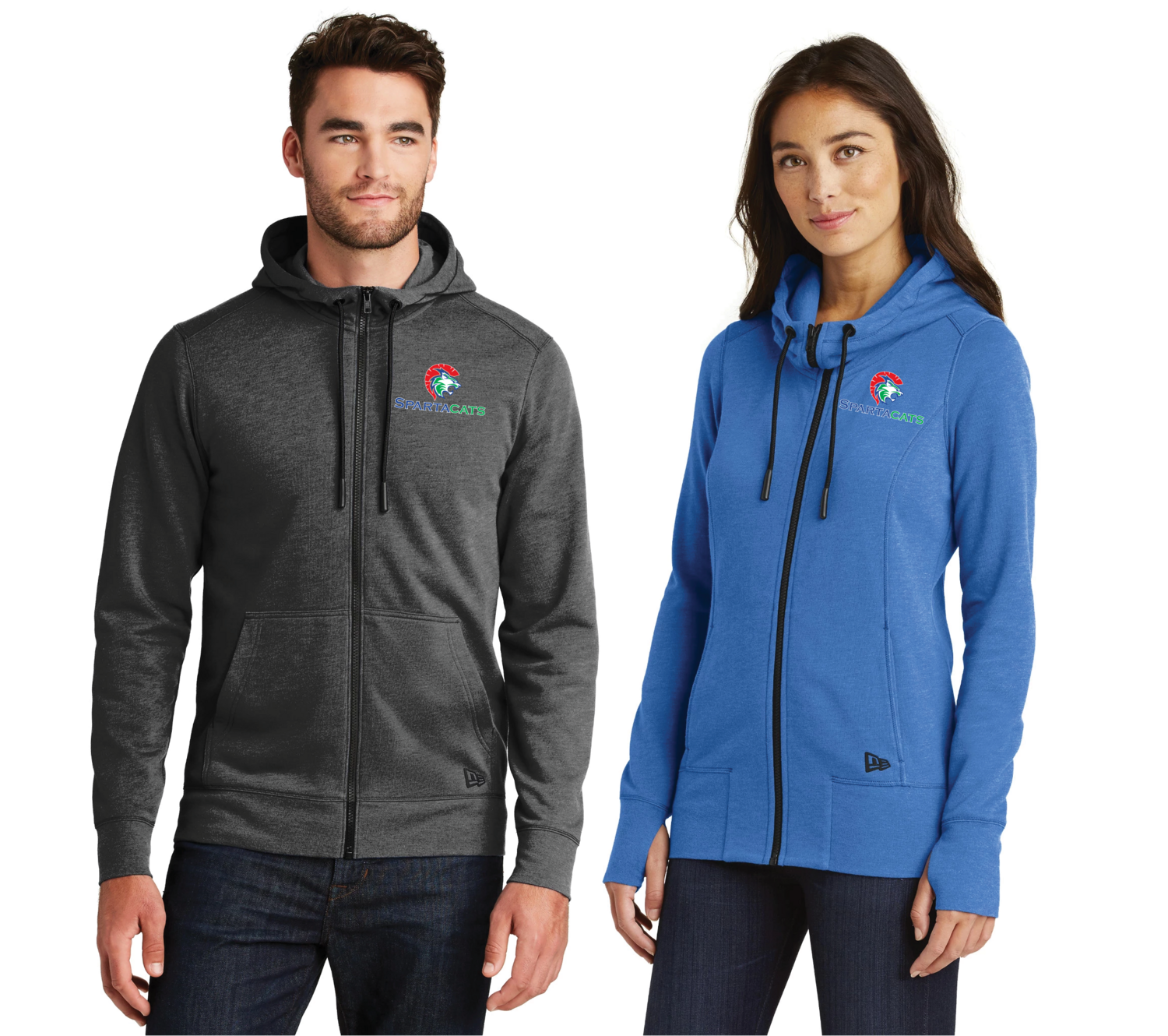 SpartaCats New Era Tri-Blend Full-Zip Hoodie