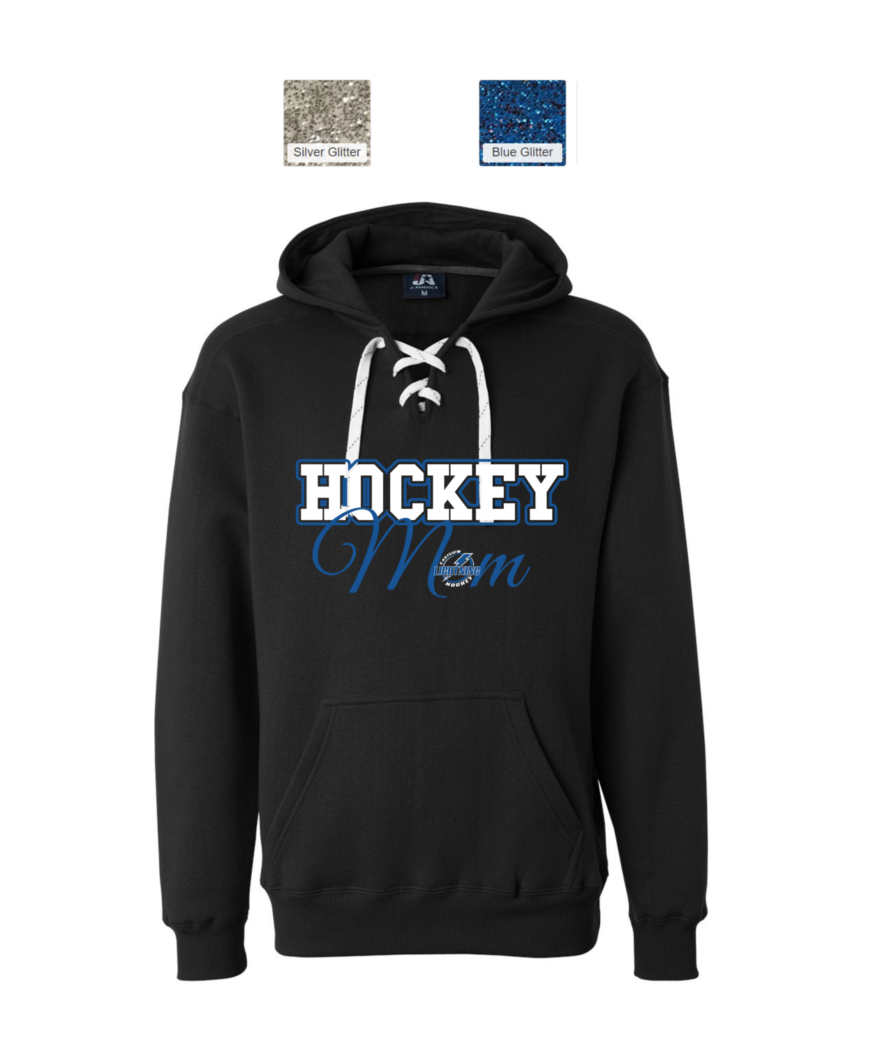 Eastview Hockey Mom Glitter Lace Up Hoodie
