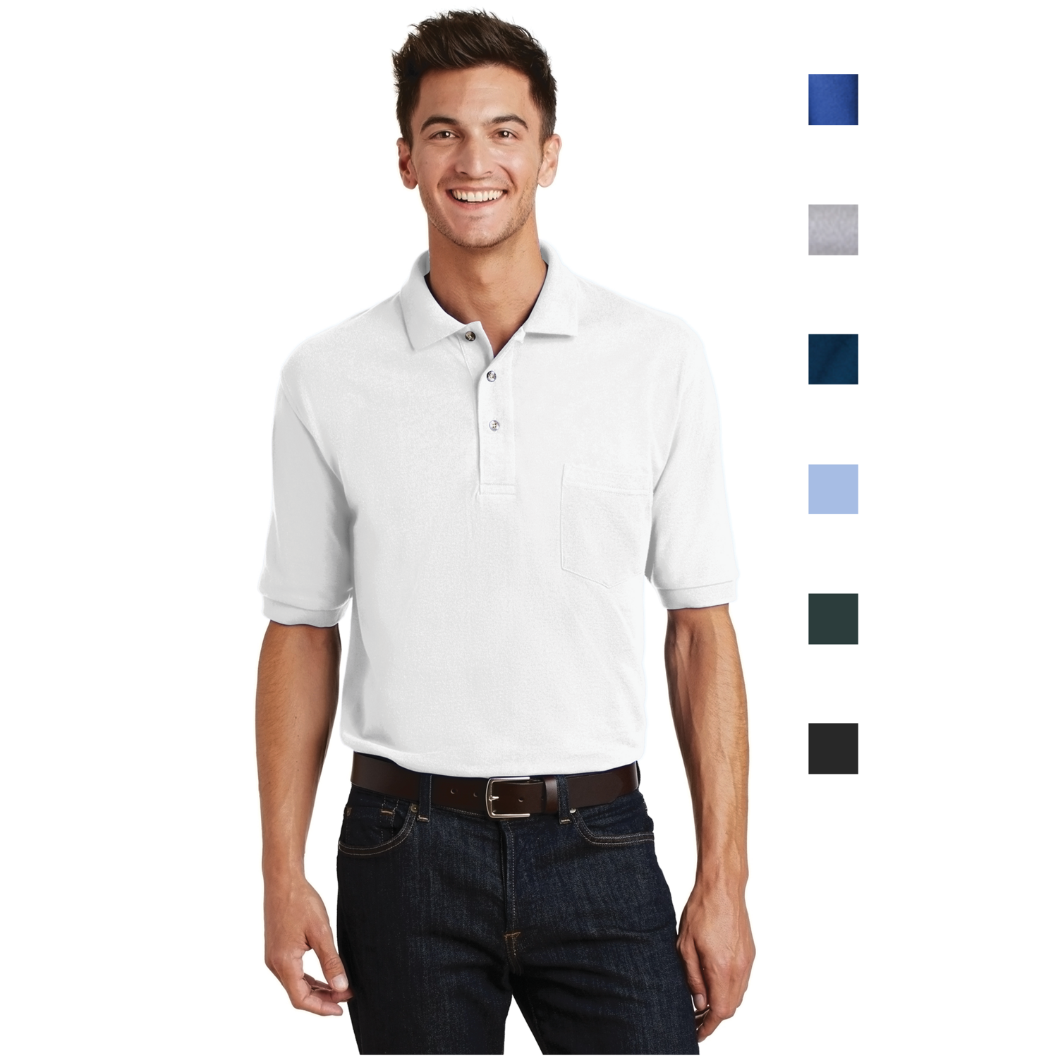 Port Authority Heavyweight Cotton Pique Polo with Pocket