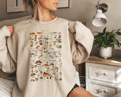 Mushroom Sweatshirt Vintage Chart Encyclopedia