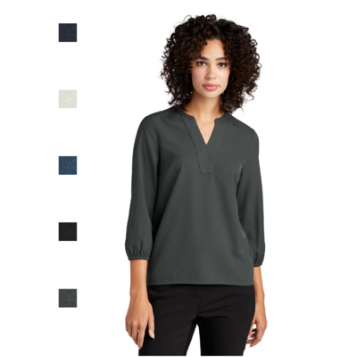 MERCER+METTLE Women's Stretch Crepe 3/4-Sleeve Blouse