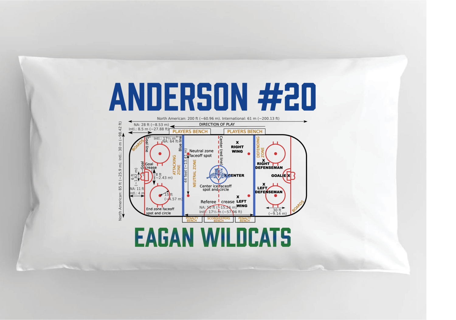Eagan Hockey Rink Personalized Pillowcase