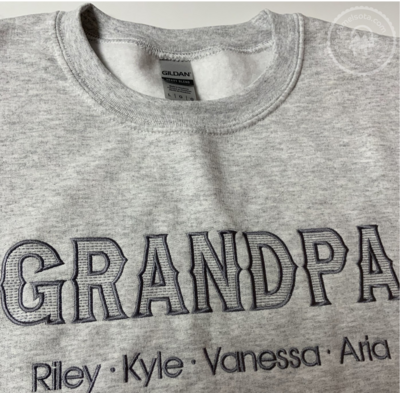 Embroidered Grandpa Sweatshirt with Grandkids Names