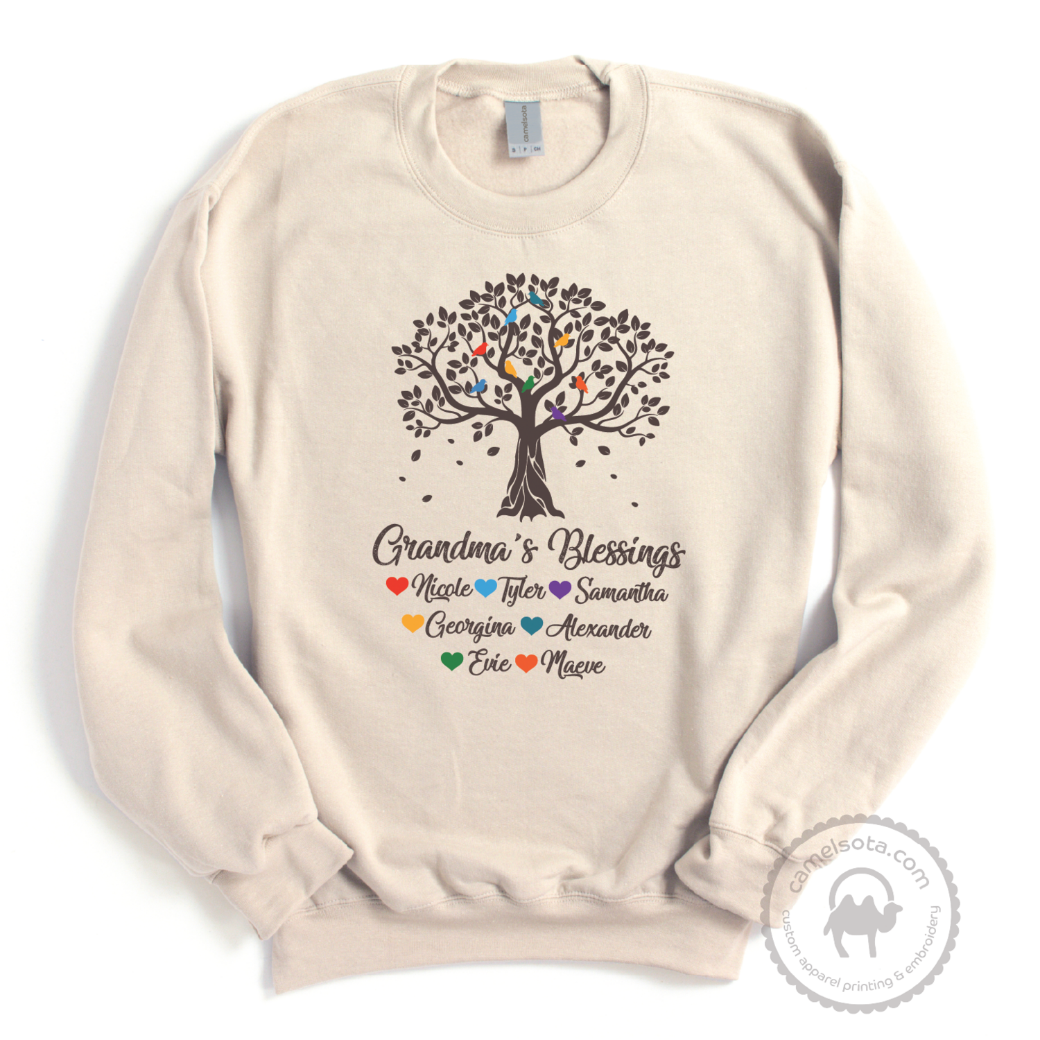 Grandma Tree Blessings Crewneck & Hooded Sweatshirt with Grandkids Names