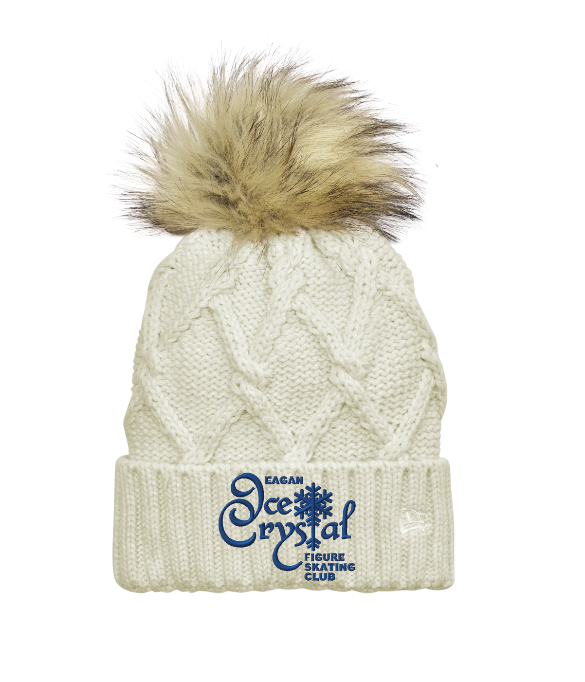 Eagan Ice Crystal New Era Faux Fur Pom Beanie