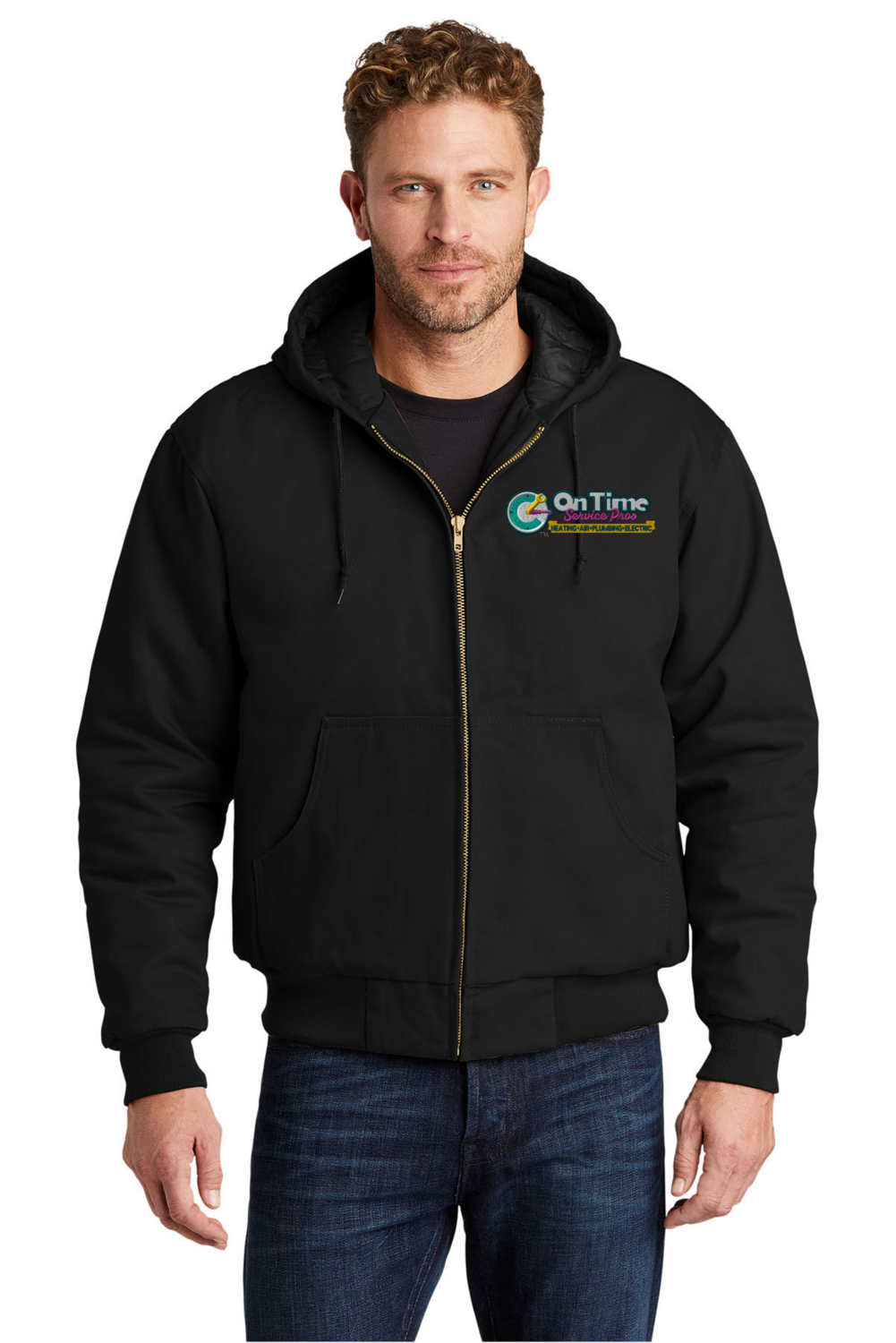 On Time Service Pros CornerStone Duck Cloth Hooded Work Jacket - Regular & Tall