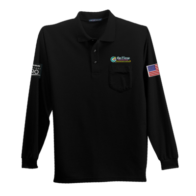 On Time Service Pros Port Authority Silk Touch Long Sleeve Polo with Pocket
