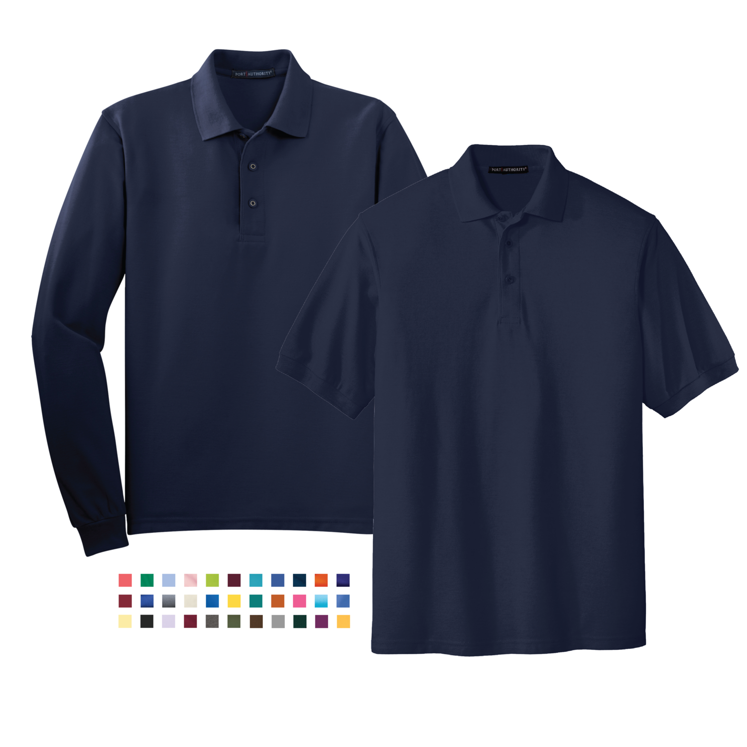 Port Authority Silk Touch Polo - Men&#39;s, Ladies, Youth, Long Sleeve, Pocket &amp; Tall