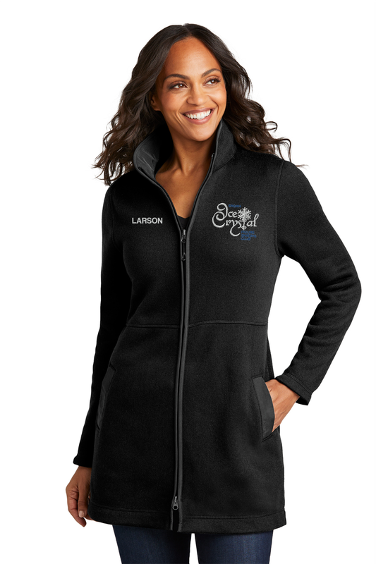 Eagan Ice Crystal Ladies Sweater Fleece Long Jacket