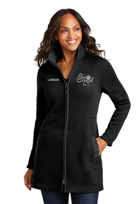 Eagan Ice Crystal Ladies Sweater Fleece Long Jacket