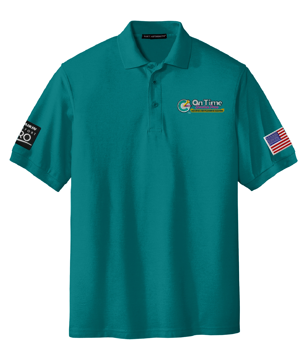 On Time Service Pros Port Authority Silk Touch Polo -  Short Sleeve Teal