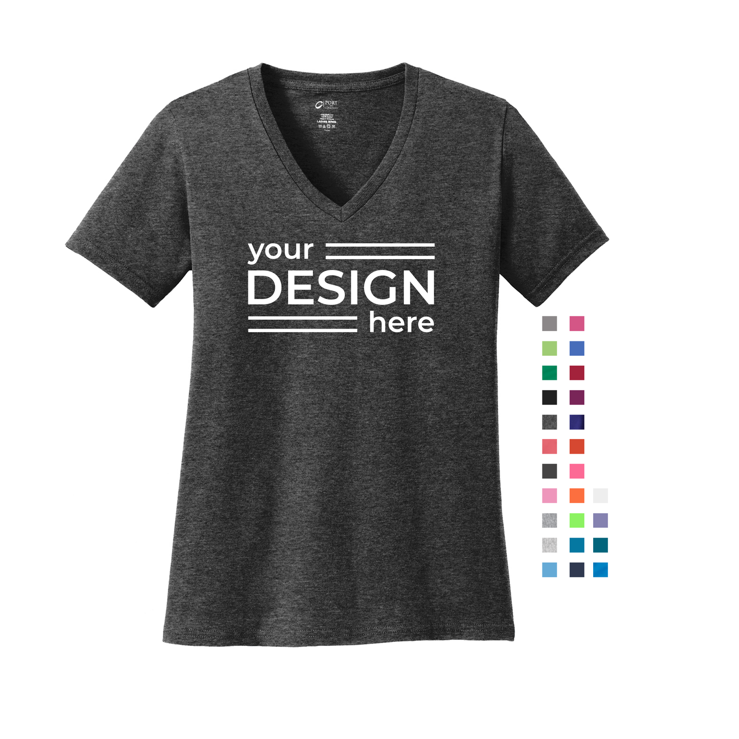 Port &amp; Company Ladies Core Cotton V-Neck Tee