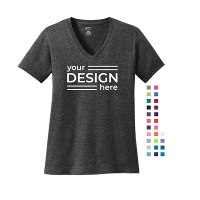 Port &amp; Company Ladies Core Cotton V-Neck Tee