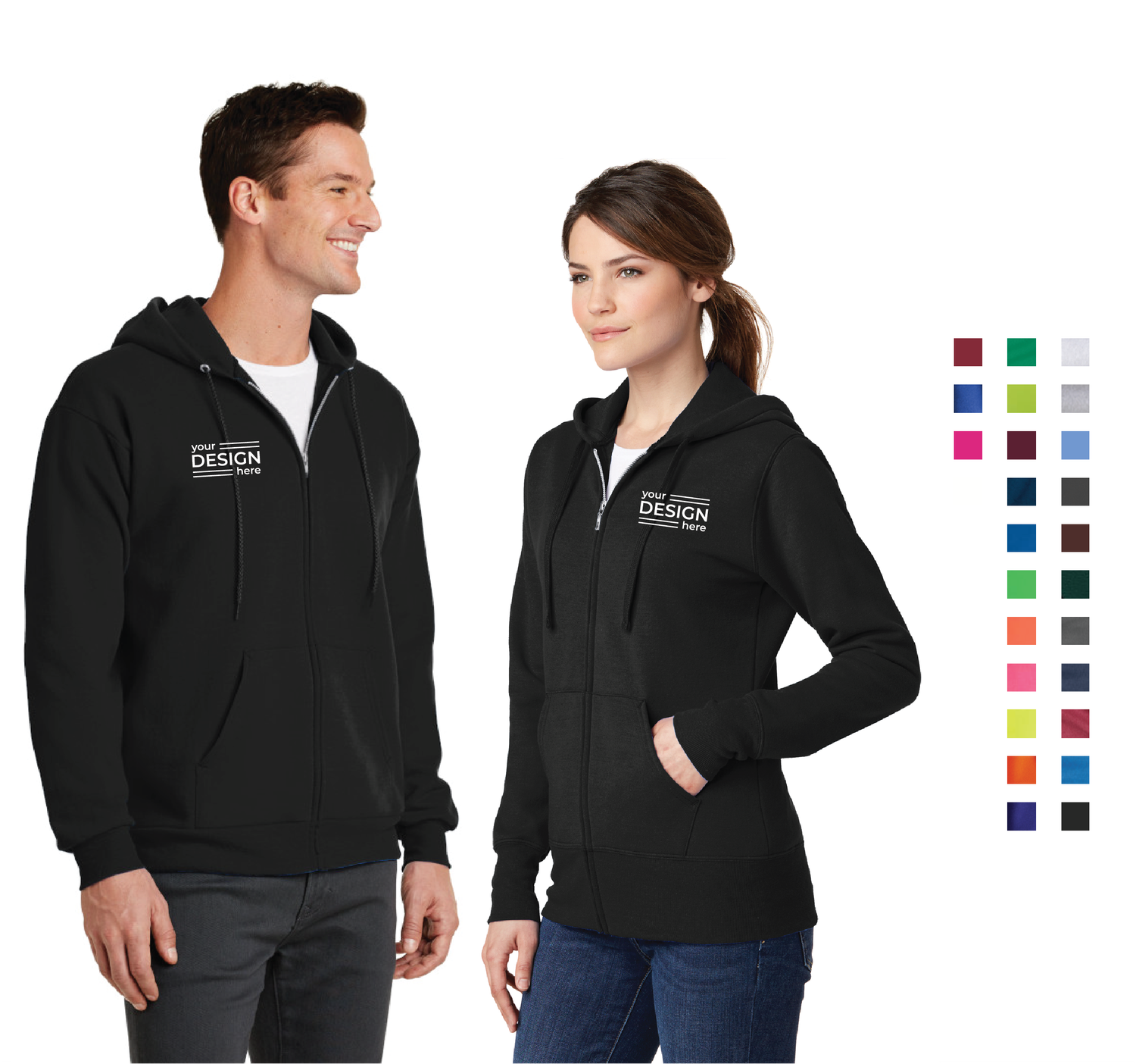 Port &amp; Company Core Fleece Full-Zip Hooded Sweatshirt - Men&#39;s &amp; Ladies