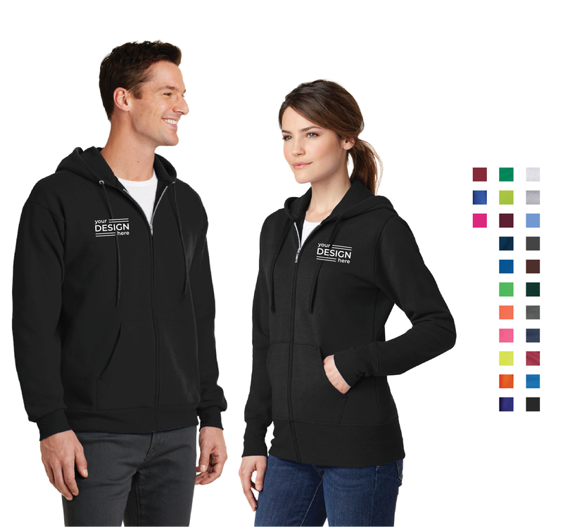 Port &amp; Company Core Fleece Full-Zip Hooded Sweatshirt - Men&#39;s &amp; Ladies